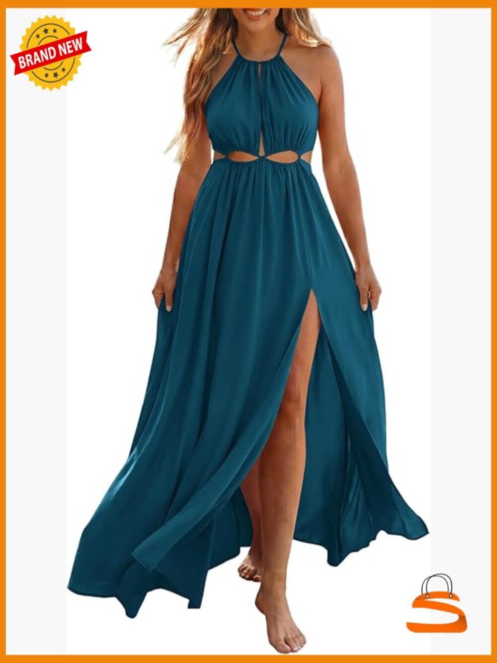 Sleeveless Halter Cutout Backless Maxi Dress Boho Beach Wedding Guest